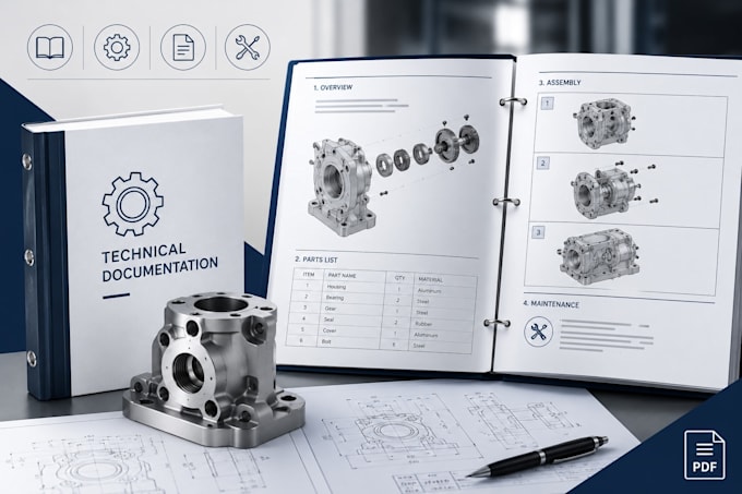 create technical documentation, product manuals for manufacturing