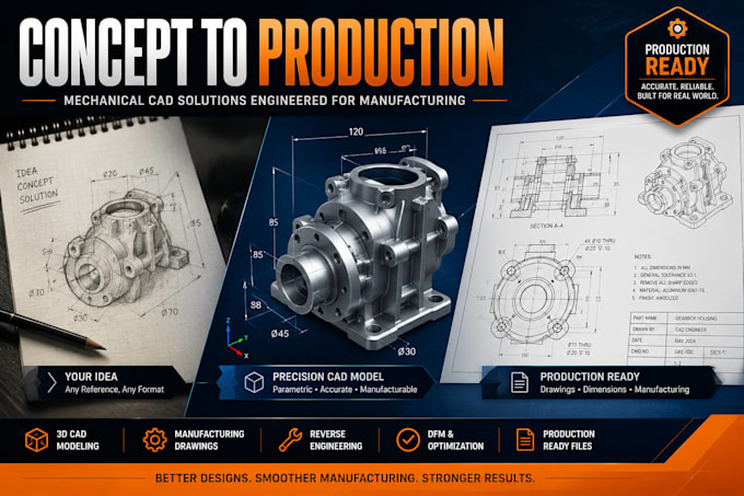 make mechanical cad models reverse engineering solidwork manufacturing drawing