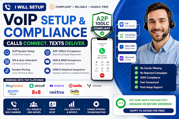 setup voip ringcentral a2p 10dlc compliance ivr aircall dialpad sms