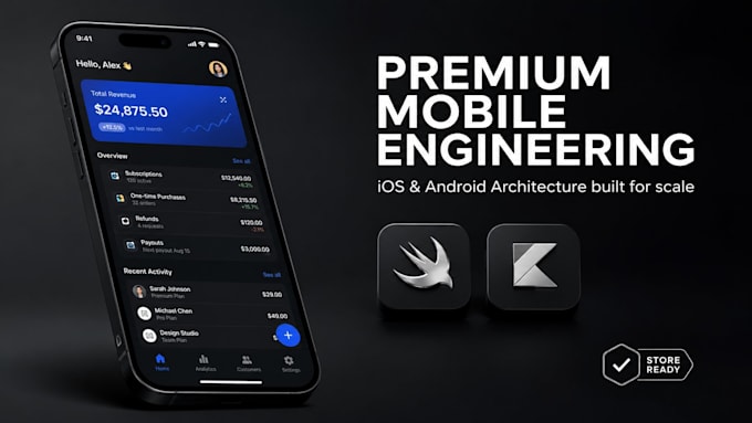 build premium ios app development and android app development via kotlin, swift