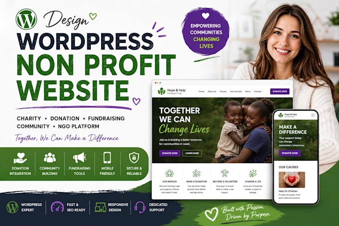 design wordpress non profit website charity donation fundraising community site