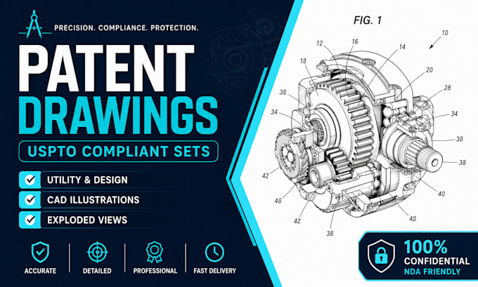 make professional uspto patent drawings and cad technical illustrations sheets