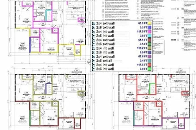 prepare drywall takeoff, framing takeoff, and boq
