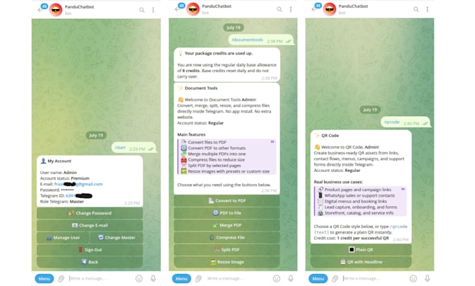 build a telegram bot automation system with backend