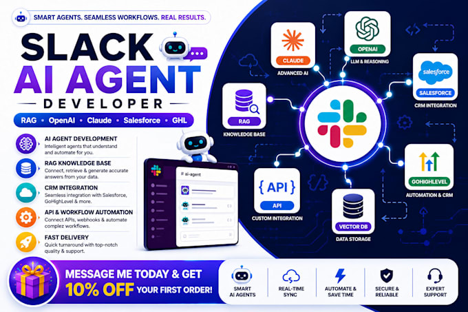 slack ai agent bot development rag open ai claude salesforce ghl integration