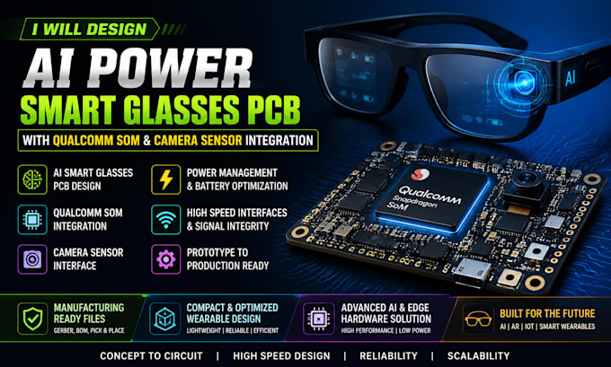 design ai smart glasses pcb with qualcomm som and camera sensor integration