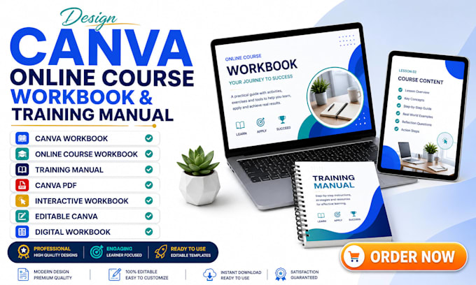 design a canva online course workbook and training manual