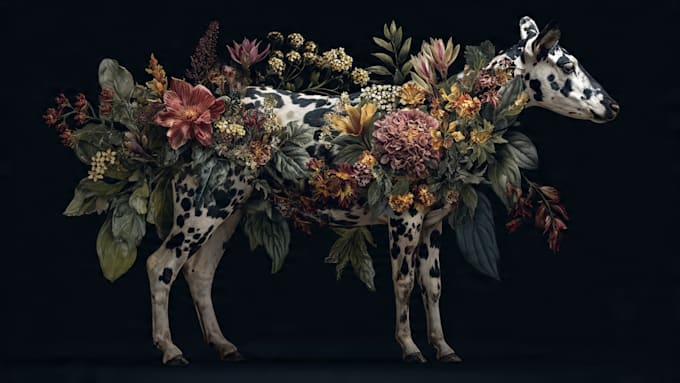 draw an animal and botanical illustration