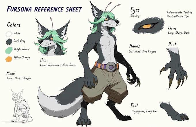 create a custom furry and fursona reference sheet