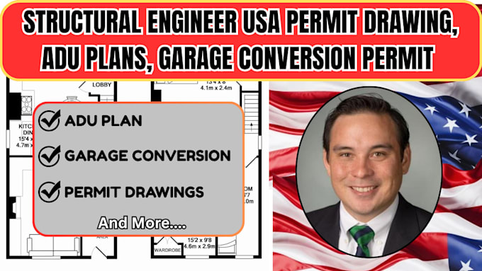 structural engineer USA permit drawing, adu plans, garage conversion permit plan