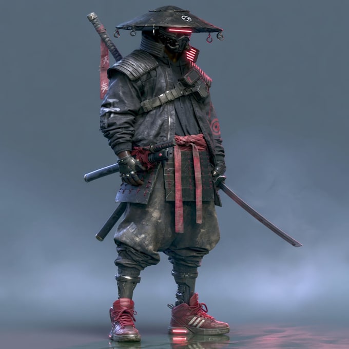 cyberpunk samurai street warrior art desing