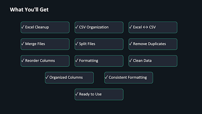 clean organize and format excel or CSV files