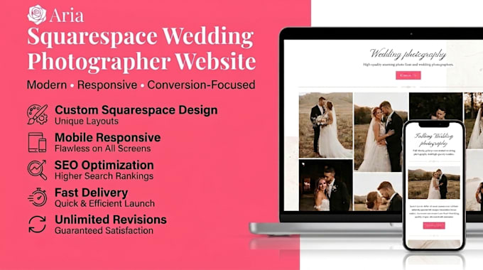 design squarespace wedding photographer website studio