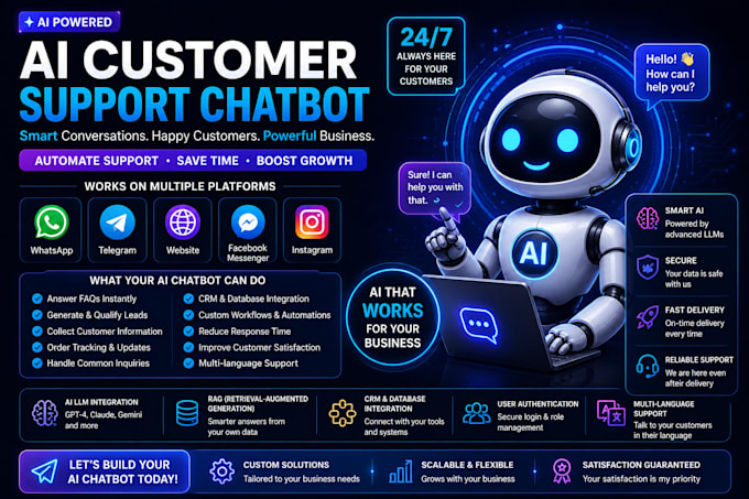 build ai customer support chatbot for whatsapp and website