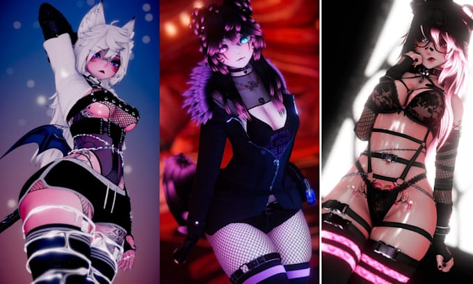 create custom anime vrchat avatar vr character vrc avatar and nsfw 3d model
