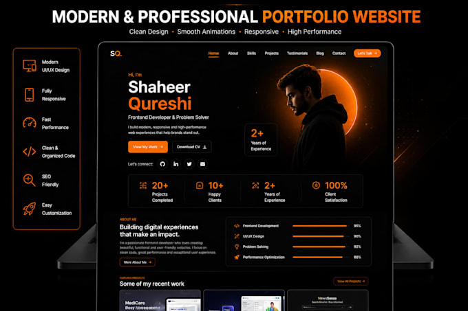 design and develop a modern portfolio website