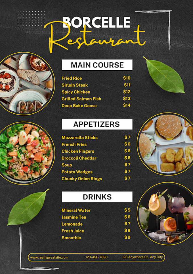 professional restaurant menu design for print and digital