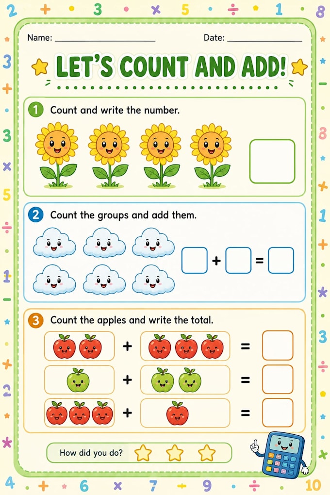 design creative educational worksheets for kids