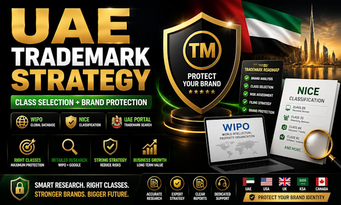 create uae trademark strategy, class selection using wipo, nice, google research
