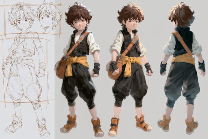 create retro style anime style character illustrations