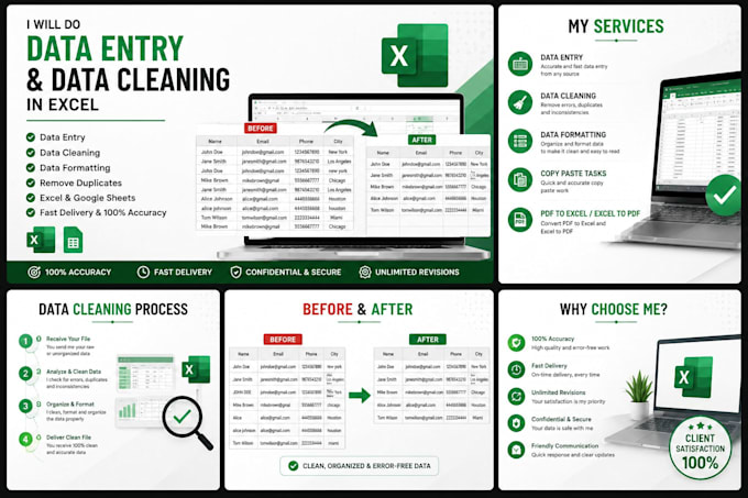 clean, format, merge, split excel data