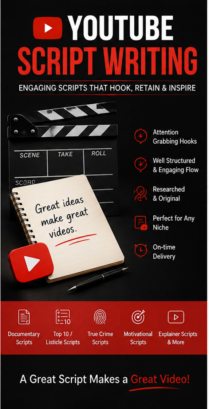 content writing, script writing, transcription