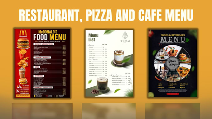 a modern restaurant menu, food menu or price list