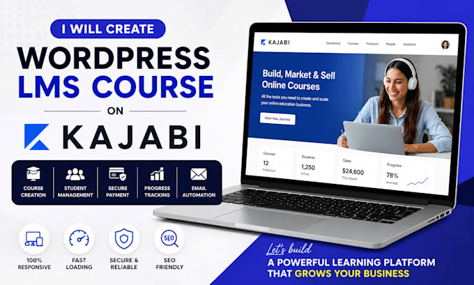 create wordpress lms course on learnworld, kajabi, memberpress