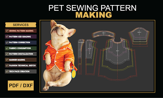 do pet sewing pattern making, dog clothing pattern and grading