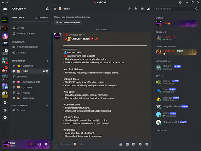 design and setup an amazing discord server