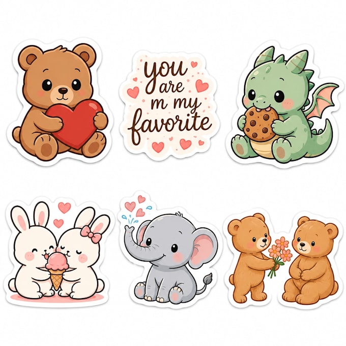 draw cute kawaii doodles,stickers illustrations