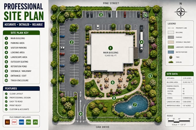design land survey, site plan, property map, event map and vector maps