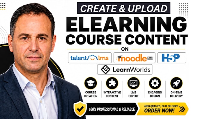 create course content and upload it on talentlms, learnworlds, learndash, h5p