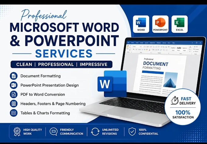 create,edit format microsoft word,power point documents professionaly