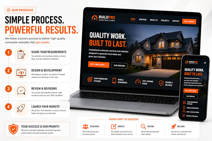 design a wordpress contractor website for hvac, roofing and plumbing
