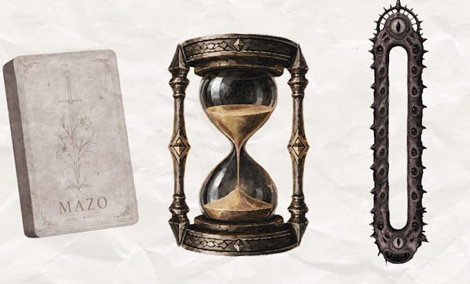 create hand painted rpg game items and card game assets
