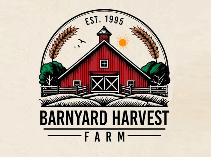 make unique and vintage farm logo design