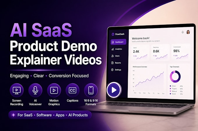 create ai saas and software product demo explainer video with runway, kling, veo