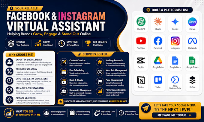 be your facebook and instagram virtual assistant
