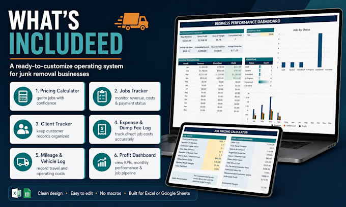create a custom junk removal spreadsheet for pricing and profit tracking