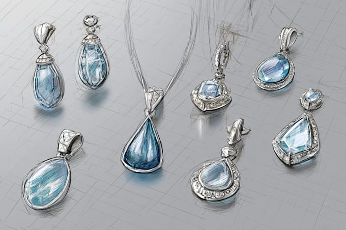 draw and design jewelry sketches with 2d
