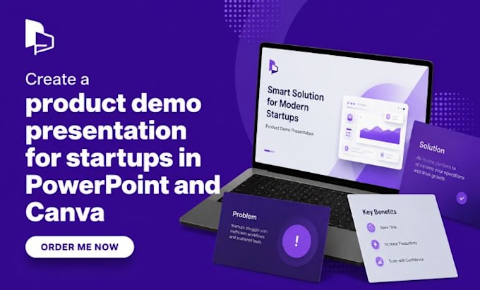 create a product demo presentation for startups in powerpoint and canva