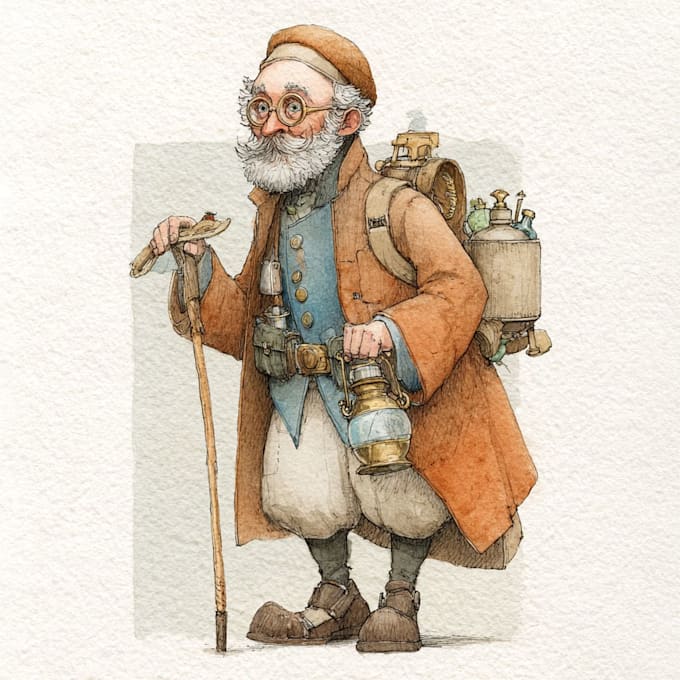 create a unique watercolor character artwork
