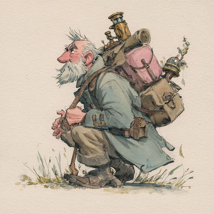 illustrate your character in a watercolor style