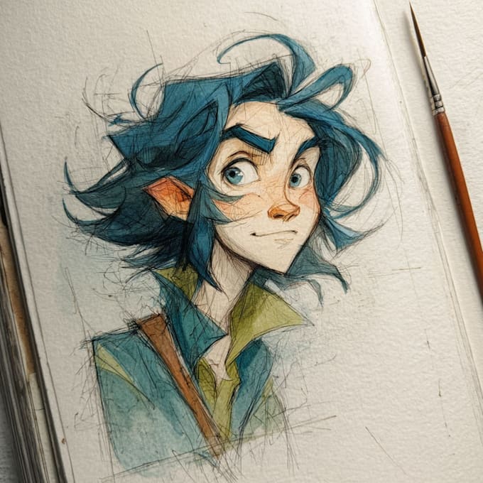 create adorable watercolor character illustrations