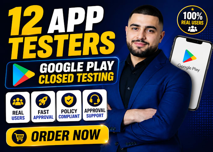 provide 12 google play closed testing app testers for android app 12 app tester