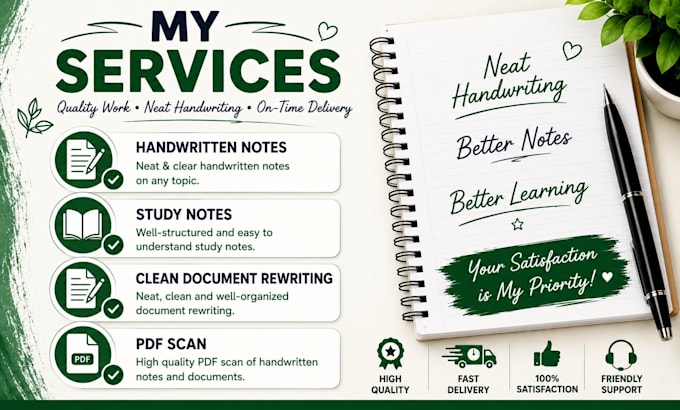create neat handwritten academic notes and documents