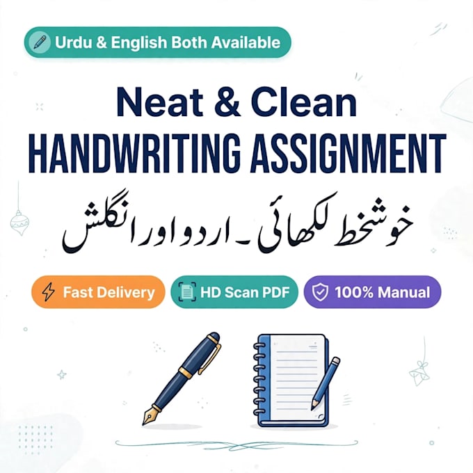 do neat handwriting assignment in urdu and english