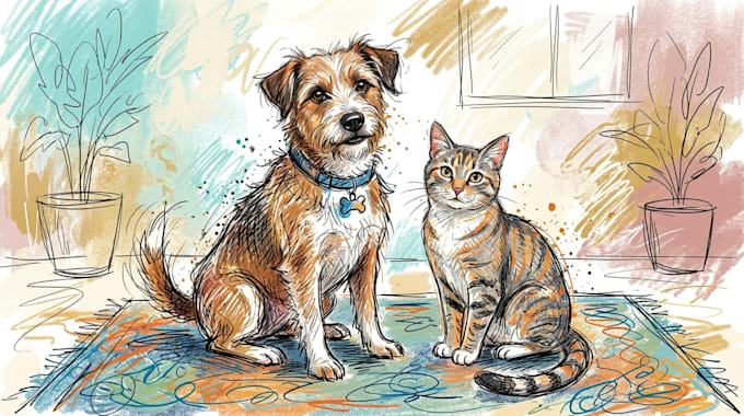 draw digital scribble pet portrait