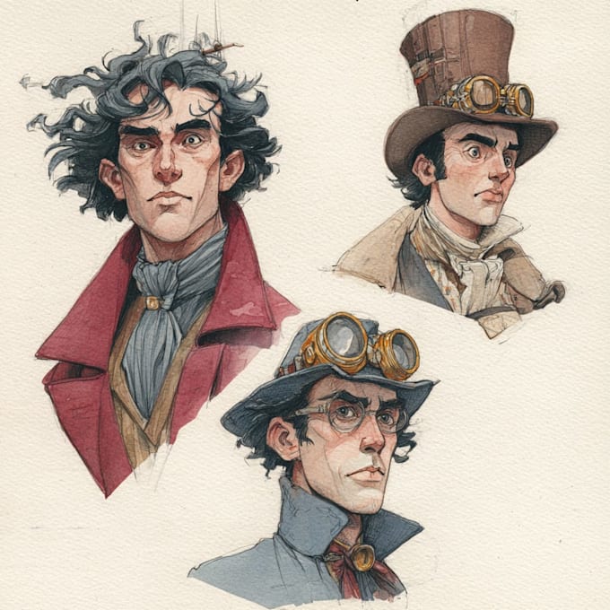professional watercolor character design and illustration
